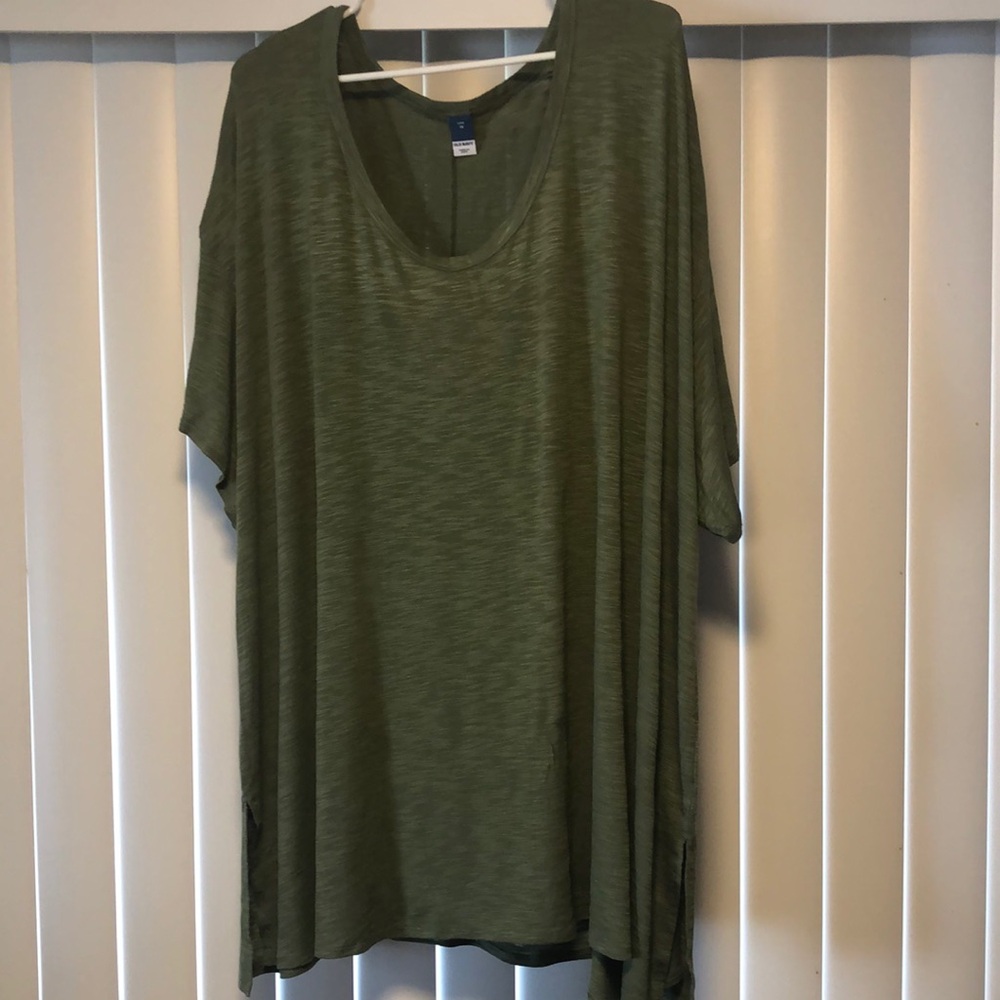 Green Relaxed Oversized Short Sleeve Tunic
